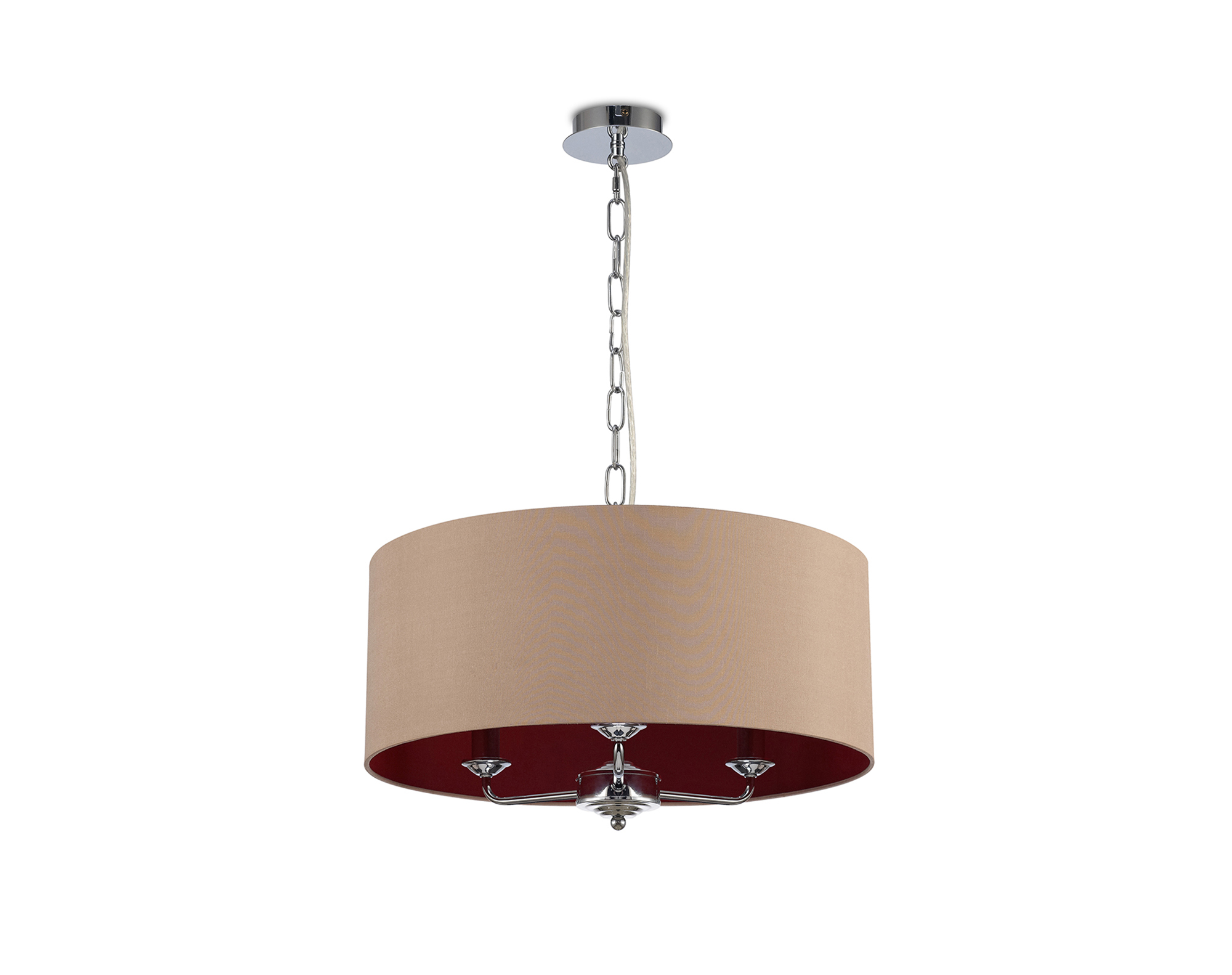 Banyan 50cm 3 Light Pendant Polished Chrome, Antique Gold/Ruby DK0019  Deco Banyan